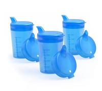 Horn Medical Confezione da 3 Bicchieri Shot da 250 ml per adulti con due coperchi (apertura grande e piccola) per set - colore a scelta (blu)