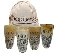 Hornerey Set Animali del Nord, tazza in corno vichingo, 250 - 300 ml, 4 pezzi (confezione da 1)