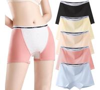 Hornice 5 Pezzi Mutandine Mestruali Donna Boxer a Vita Media in Cotone Pantaloni di Sicurezza Mutandine per Ciclo Pantaloncini Protettivi per Il Periodo Dopo Il Parto Hotpants,Multicolore,S