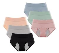 Hornice Mutandine Mestruali per Ragazze Intimo Protettive in Cotone per Adolescenti Prova di Perdite Mutande A Vita Media Slip Assorbenti Ciclo Mestruale 8-16 Anni (Pacco da 6)