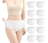 Hornice Slip USA e Getta Donna Cotone Morbida Monouso Mutandine Incinte Elastica Bianco per Mestruale Spa Ospedale maternità Viaggio Dopo Il Parto,10 Pezzi,Pacchetto Individuale,S