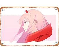 Horns Green Eyes Pink Hair Long Hair Darling In The Franxx Zero Two Anime poster decorazione da parete retrò metallo targa 20,3 x 30,5 cm