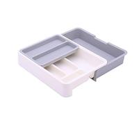 HornTide 3-in-1 Cassetto Cassetto Expandable Utensil Storage Organizer Portacenere in plastica per posate da ricevimento e più - Grigio