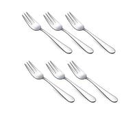 HornTide Forchette da 6 pezzi Set da 3 denti Forchettone per insalata Posate Lucidatura a specchio in acciaio inossidabile 14,5 pollici 14 cm