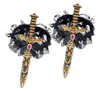 Horolam 2 Pezzi Spada da Pirata, Spada da Pirata con Fiocco Appuntito Costume da Pirata Accessori da Donna per Donne Halloween Carnevale (Edizione Classica)