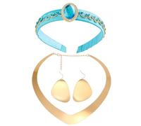 Horolam 3PCS Arabian Princess Costume Accessori, Set di accessori principessa araba con fascia principessa oro Chunky collana e orecchini per le donne ragazze per il Carnevale Cosplay