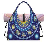 Horoscope Circle Sun Face Borsone sportivo con scomparto per scarpe Sun Weekend Borse da viaggio Tote Cabin Bagagli per Palestra Yoga Viaggi, Colore, L, Borsone da viaggio