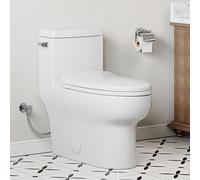 HOROW Toilette allungata monopezzo, 1,28 GPF ad alta efficienza, design facile da pulire, leva di scarico sinistra, sedile con chiusura ammortizzata, WC moderno compatto da bagno, 12 '' ruvido