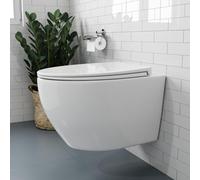 HOROW WC da parete in ceramica, con coperchio rimovibile, con abbassamento automatico, a forma di D, design compatto