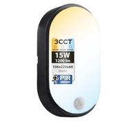 HOROZ ELECTRIC Plafoniera LED Nero da Esterno e Interno con Sensore di Movimento PALERMO 15W 3CCT 3000K/4000K/6400K - Lampada da Soffitto, Applique Ovale, Plafoniera da Parete Impermeabile IP54