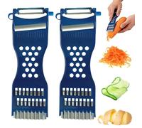 HORREX 2 Pezzi Pelapatate Multifunzione 6 In 1, Taglia Verdure Portatile da Cucina, Tagliaverdure Multifunzionale per Sbucciare, Affettare e Tagliare a Julienne per Frutta e Verdura