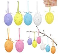 HORREX 24 Pezzi Uova di Pasqua Decorative, Decorazioni Pasquali da Appendere, Ovetti Pasquali Decorativi con Spago, Kit Caccia Alle Decorazione Uova di Pasqua Riutilizzabili in 6 Color
