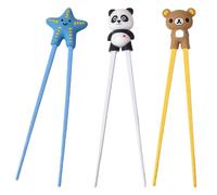 HORREX 3 Pezzi Bacchette Sushi Bambini con Assistente Bacchette Cinesi Riutilizzabili per Imparare Chopsticks con Motivo di Animali Gadget per Imparare Antiscivolo Principianti Bambini Anziani