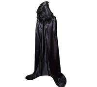 HORREX Mantello Nero con Cappuccio, Mantello Halloween Vampiro Cloak Medioevo, Scream Costume Gioco di Ruolo, Costume Scream Adulto Carnevale per Mascherata Festa a Tema Carnevale (90 cm)