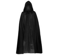 HORREX Mantello Nero con Cappuccio, Mantello Halloween Vampiro Cloak Medioevo, Scream Costume Gioco di Ruolo, Costume Scream Adulto Carnevale per Mascherata Festa a Tema Carnevale (130 cm)