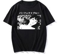 Horror Anime Perfect Blue Junji Ito Anime Print Retro Comfortable Fashion Funny Unisex Tops Camisetas Unisex 100% Cotton Short-Sleeve T-Shirts Black M