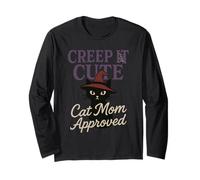 Horror Cat Mom Spooky Black Cat Halloween Estetica Maglia a Manica