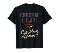 Horror Cat Mom Spooky Black Cat Halloween Estetica Maglietta