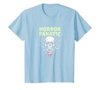 Horror Fanatic Skull Scream per Gli Amanti di Halloween Maglietta, Bambini, Celeste, 6 Anni