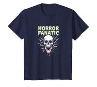 Horror Fanatic Skull Scream per Gli Amanti di Halloween Maglietta, Bambini, Navy, 6 Anni