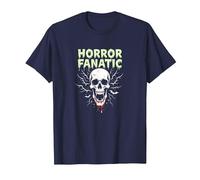 Horror Fanatic Skull Scream per Gli Amanti di Halloween Maglietta, Uomo, Navy, 6XL