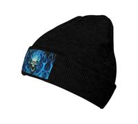 Horror Ghost Skull Cappello lavorato a maglia con risvolto resistente al freddo e caldo berretto morbido elastico inverno lavoro all'aperto uso quotidiano, Nero , Taglia unica