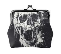 Horror Ghost Skull Print Compact Coin Purse 11,5 x 10,5 cm carino mini portafoglio con chiusura bacio sacchetto impermeabile