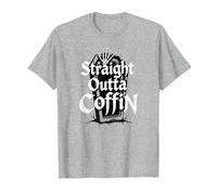 Horror Gotico spettrale di Halloween della bara Dritta Maglietta, Uomo, Grigio Melange, 3XL