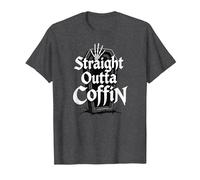 Horror Gotico spettrale di Halloween della bara Dritta Maglietta, Uomo, Grigio Scuro, 5XL