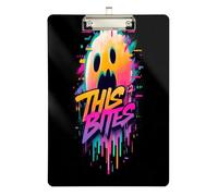 Horror Graffiti Ghosts This Bites Cartella Appunti Plastica per Polizia Ufficio Infermiera Allenatori di Calcio Dimensioni 9 x 12.5 Tabla para escribir con Clip