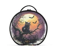Horror Halloween Black Cat Cosmetici Bag Verticale Free-Standing Zipper Trucco Borse per le Donne con divisori regolabili 11 IN