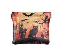 Horror Halloween Black Haunted House Donna Piccola Borsa in Pelle Cambiamento Comodo Portafoglio per Donne Ragazzi Ragazze