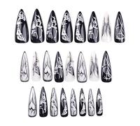 Horror Halloween FINUCE FINUCE | Set di unghie indossabili art punk | Design 3D Dark Nails con farfalla a cuore | Halloweens Nails per uomini, donne, feste per adulti, decorazioni festive