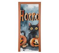 Horror Halloween Gatto Nero Copertura della porta interna 35x79 In ciao Primavera Primavera Estate Stagionale Decor M