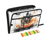Horror Halloween Pumpkin Spooky House Paper Organizer Cartella 13 Tasche A4 Lettera Formato Lettera con Chiusura a Cerniera per Cartella di File di Carta
