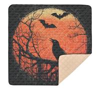Horror Halloween Web Corvi Rami Albero Gatto Nero Halloween Morbido Spesso Baby Gym & Activity Mat per Pavimento 1 Pezzo Baby Kick Crawling Mat per Neonati Neonati Bambini, 127 x 127 cm