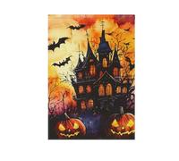 Horror Halloween Zucca Nero Arancione Spettrale Casa infestata Ragno Web all'aperto giardino bandiere banner per la decorazione del giardino 28x40 doppio lato