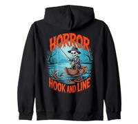 Horror Hook And Line Fishing Skeletons Halloween Fishermen Felpa con Cappuccio