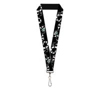Horror Movies Lanyard, Beetlejuice Sandworm Halftone Repeat Black Gray, Elastic