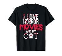 Horror Movies Scary Film Cat Lovers Halloween Fans Thriller Maglietta