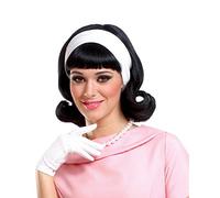 Horror-Shop Parrucca Nera Anni '50 con Cerchietto per Capelli