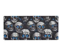 Horror Skull Blue Neon Eyes Halloween liscio mouse e tastiera pad per scrittura moderno tappetino per mouse 80 x 30 cm