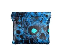 Horror Skull Blue Neon Eyes PU Leather Change Purse Conveniente Mini Cosmetic Case per Donna Ragazza