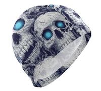 Horror Skull Blue Neon Eyesswim Uomini per gli Uomini Capelli Corti Impermeabile Nuotare Donne Adulto Protezione dei Capelli e Riduzione Della Resistenza Gorro de natación para Hombre