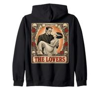Horror The Lovers Tarot Card Funny Frankenstein And Bride Felpa con Cappuccio