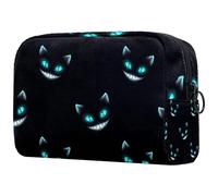 Horrot Blue Eyes Cats Face on Dark Cosmetic Bag per donne, trousse da viaggio grande per trucchi pratica borsa organizer con cerniera, Multi, 18.5x7.5x13cm/7.3x3x5.1in, Beauty case