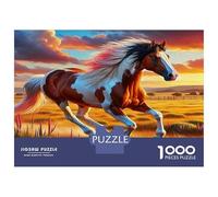 Horse 1000 Pezzi Puzzle Per Adulti E Bambini Dai 14 Anni in Su, Golden Prairie Giocattolo Di Sfida Con Grandi Regali Giochi Educativi Decorazioni Per La Casa 38x26cm/1000pcs
