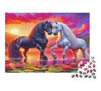 Horse 1000Pc Puzzle for Adults & Kids Two Horses on Colorful Floor Fun Present & Activity for Home Age 12 Years Up 52x38cm 1000pcs