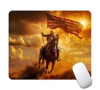 Horse American Flag Cowboy Pattern Tappetini Mouse Soffice Tappetino Mouse Lavabile Mousemat per Pc Laptop Gioco 25X30Cm