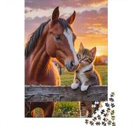 Horse And Kitten Bonding Puzzle Da 1000 Pezzi Puzzle Adulti Impegnativo E Difficile Per Straordinario Regalo Per Amore E Amico 38x26cm/1000pcs